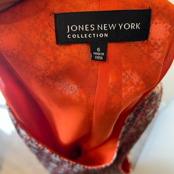 Jones New York polyester orange size 6 midi flare dress - Picture 2 of 8